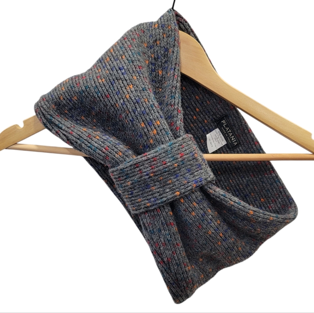 Platania Wool Speckled Cowl Scarf Gray Infinity Scarf Cowl Neck Muffler - Picture 8 of 15